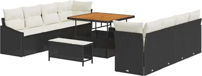 Immagine prodotto di vidaXL Set di divani da giardino con cuscini 11 pezzi Nero e crema