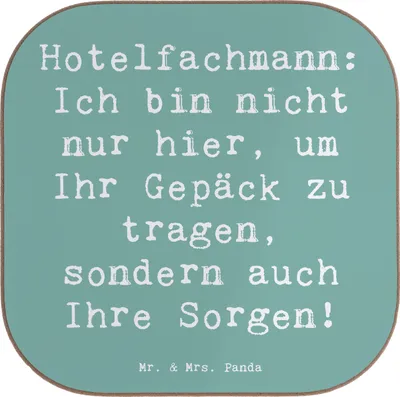 Produktbild von Mr. & Mrs. Panda Untersetzer für Gläser Spruch Hotelfachmann Sorge - Meeresbrise - Geschenk, Beruf, Berufsleben, Housekeeping, personalisierte Geschenke, Tasse, Coaster