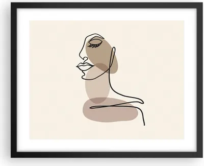 Produktbild von Gerahmtes Poster - Schwarzer Rahmen - Zeichnung einzeilig Frau - 50x40 cm - Wand Bild - Wanddeko - Wandbilder - Kunstposter - Wandposter - Bilderrahmen - Bilder - Kunstdruck - P2BAA50x40-4612