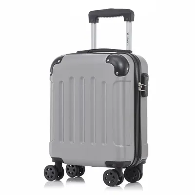 Produktbild von Koffer Trolley Reisekoffer Suitcase, Rollkoffer Handgepäck ,mit 4 Rollen360°, Hartschalenreisekoffer, Zahlenschloss, Weicher Gummigriff(S,Hellgrau)