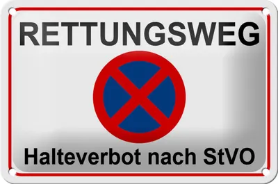 Produktbild von Blechschild Hinweis 18x12cm Rettungsweg Halteverbot nach StVO