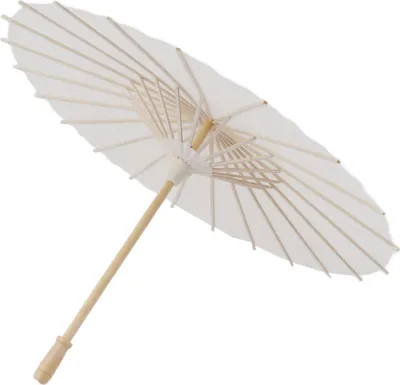 Zdjęcie produktu dla Parasol papierowy dla dzieci Bambus i papier w stylu chińskim Eleganckie białe papierowe parasole DIY do dekoracji 40 cm / 15,7 cala