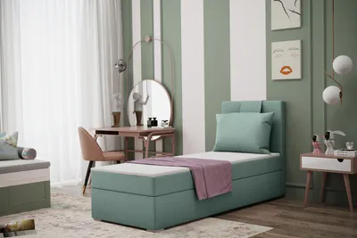 Obrázek produktu pro Kaiser Möbel skříňová pružinová postel s matrací AMANDA 100 cm zelená