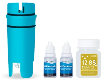 Productafbeelding van 7-in-1 pH-meter met verwisselbare pH-elektrode en kalibratieoplossing