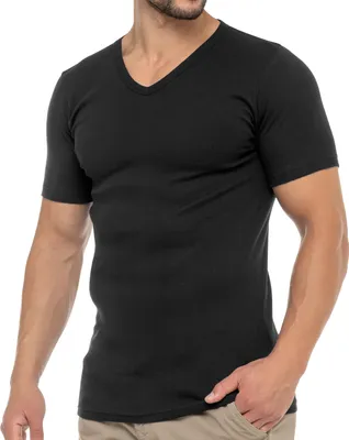 Produktbild von Celodoro Herren-Business-T-Shirt mit V-Ausschnitt (1 Stück) - Schwarz