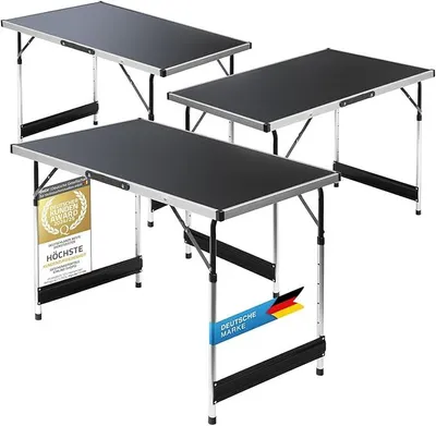 Immagine prodotto di Tavolo pieghevole multifunzione, tavolo da campeggio, set da campeggio, tavolo pieghevole, tavolo da mercato, tavolo da lavoro regolabile in altezza, tavolino da campeggio (grigio: set di 3 tavoli)