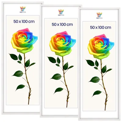 Produktbild von MG Design 3er Set Bilderrahmen Weiß 50x100 cm - Posterrahmen Echtholz mit Acrylglas, verstärkte Wandaufhängung, hoch/quer