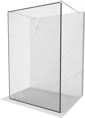 Produktbild von Mexen Kioto freistehende Duschwand 120 x 200 cm, schwarzes Muster 8 mm, gebürstetes Nickel - 800-120-002-97-70
