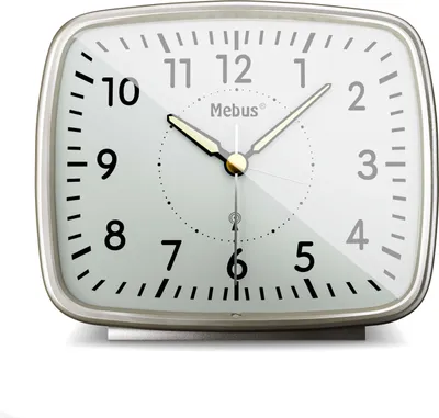 Produktbild von Mebus Funk-Wecker im Retro-Design / Wecker stellt sich automatisch auf Sommer und Winter-Zeit ein, Designklassiker / Farbe: Silbergrau / Modell: 25362