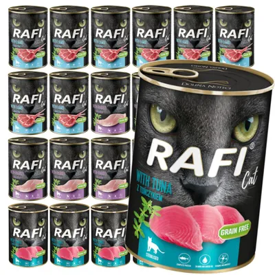 Zdjęcie produktu dla Rafi Cat Adult 24x400g Bezzbożowa Mokra Karma Dla Kotów Sterylizowanych Jagnięcina Królik Tuńczyk