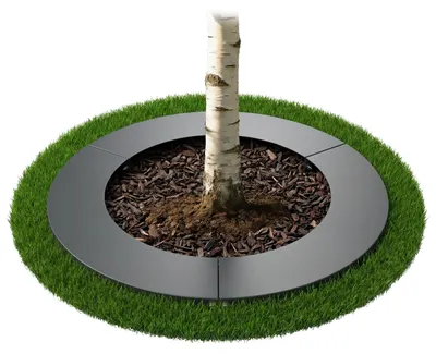 Productafbeelding van Relaxdays boomring, grasrand voor bomen en struiken, diameter: 90 cm, plantring voor de tuin, verzinkt staal, antraciet