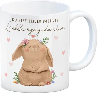 Produktbild von Hase Kaffeebecher mit Spruch Du bist einer meiner Lieblingsgedanken