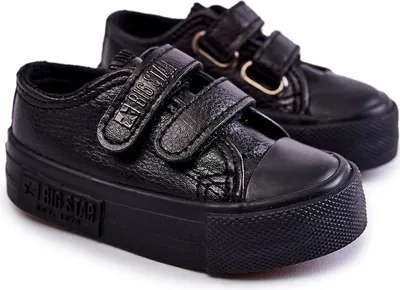 Zdjęcie produktu dla Dziecięce Skórzane Trampki Na Rzep BIG STAR KK374054 Czarne 30