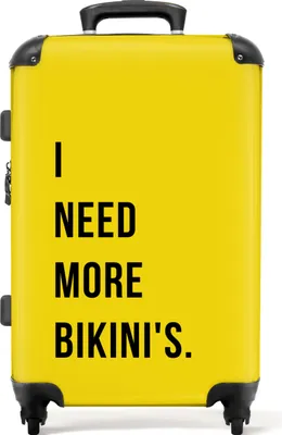 Produktbild von NoBoringSuitcases.com® Großer Koffer - Zitate - Ich brauche mehr Bikinis - Gelb - Kombinationsschloss TSA - Hartschalen Trolley 4 Rollen - 72 liter - Reisekoffer - 66 cmKoffer Mittelgroß 67x43x25 cm, 72L,