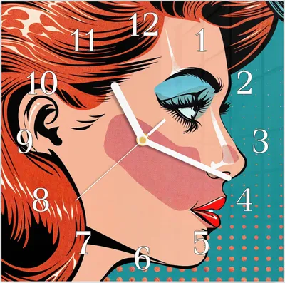 Produktbild von Wanduhr aus Glas mit Motiv Pop Art Paar- 30 x 30 cm - inkl. Aufhängesystem