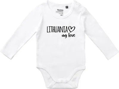 Produktbild von Huuraa Baby Body Lithuania my love 74 White  Baumwolle Fairtrade Langarmbody Geschenkidee
