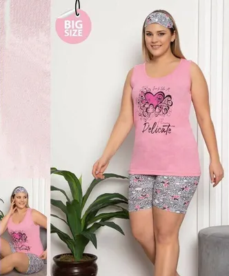 Produktbild von Damen Große Größen Pyjama Rosa XL Shorty Kurz 3-Teiler Set mit Augenband C-29