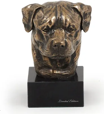 Image de Rottweiler - Statue de chien, buste sur socle en pierre, sculpture, trophée pour exposition canine de la marque Art-Dog