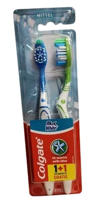 Obrázok produktu pre Colgate Max White, Zahĺbený kefkovací kartáčik pre zuby, stredná tvrdosť, 2 kusy