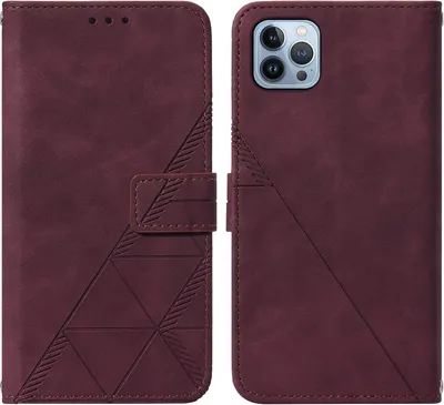 Produktbild von iPhone 14 Pro Max Hülle, Schlank Prägung Flip Leder Kartenfächer Schutzhülle mit Ständer für iPhone 14 Pro Max Rot