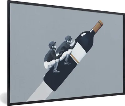 Produktbild von MuchoWow® Gerahmtes Poster Flasche - Männer - Vintage 90x60 cm - Poster mit Schwarzem Bilderrahmen Wandposter Rahmen Foto Bilder - Fotorahmen - Foto-Plakat