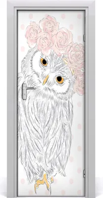 Produktbild von Tulup Türaufkleber 75x205 cm Dekorative Aufkleber Selbstklebend Wasserdichte Tapete Abnehmbar Schlafzimmer Wohnzimmer Wohnkultur - Eule in einem Kranz