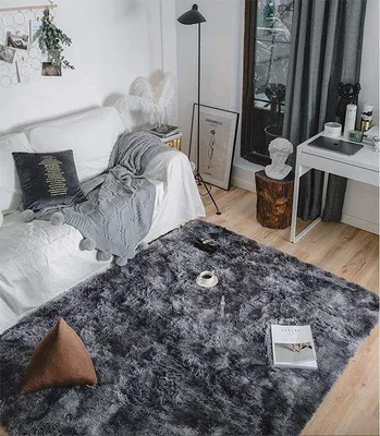 Immagine prodotto di Tappeto Unyqoos® Langflor, 80 x 200 cm, grigio/nero, extra morbido e soffice, in poliestere, 1 pezzo, con fondo antiscivolo – ideale per soggiorno e camera da letto