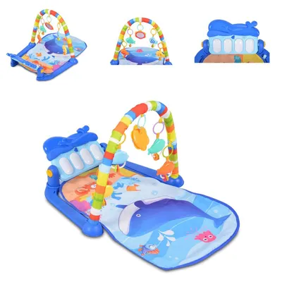 Produktbild von Moni Spielbogen Krabbeldecke Ocean 5 Hängespielzeuge, Klaviertasten, Melodien blau