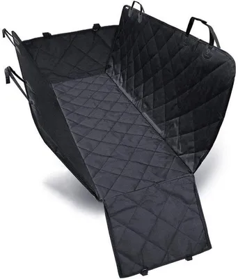 Image de Couverture pour chien adaptée à toutes les voitures - Couverture haut de gamme pour la banquette arrière, avec protections latérales et housse pour ceinture de sécurité - imperméable, lavable, résistante aux déchirures, antidérapante