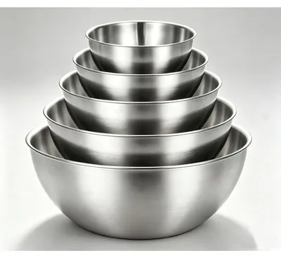 Image de Ensemble de bols à mélanger en acier inoxydable, 5 pièces, de 16,8 à 28 cm