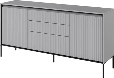 Produktbild von Kommode Trend TR-01 Sideboard 166x83x40 cm Gefräste Front 3 Schubladen 2 Türen Grau