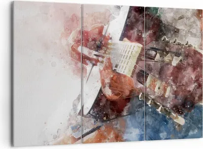 Produktbild von Bild auf Leinwand - Leinwandbild - Gitarre Musik - 105x70cm - Wand Bild - Wanddeko - Wandbilder - Leinwanddruck - Bilder - Kunstdruck - Wanddekoration - Leinwand bilder - Wandkunst - CE105x70-4000