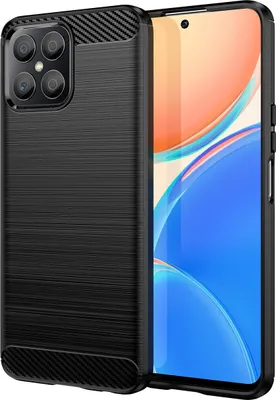 Immagine prodotto di Custodia per Honor X8 4G in silicone TPU morbido, fibra di carbonio, custodia protettiva antiurto nera