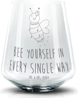Produktbild von Mr. & Mrs. Panda Tumbler Biene Blume - Transparent - Geschenk, Aperol Glas, Whiskyglas, Cocktailglas, Longdrinkglas, Martini