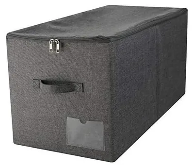 Produktbild von 60L extra große Decken Bettdecken Aufbewahrungsbehälter mit Deckel, schwarz grau