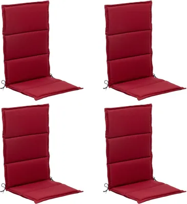 Produktbild von Gartenstuhlauflagen - Rot - Hochlehner - mit Stehsaum - 4er Set