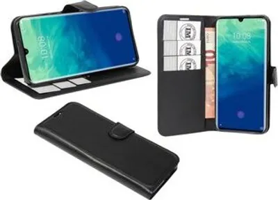 Produktbild von cofi1453® Buch Tasche "Fancy" kompatibel mit ZTE AXON 10 PRO Handy Hülle Etui Brieftasche Schutzhülle mit Standfunktion, Kartenfach Schwarz