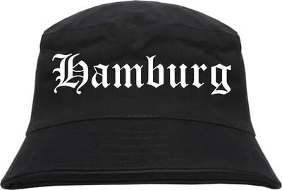 Produktbild von Hamburg Fischerhut - Altdeutsch - bedruckt - Bucket Hat Anglerhut Hut L/XL Schwarz