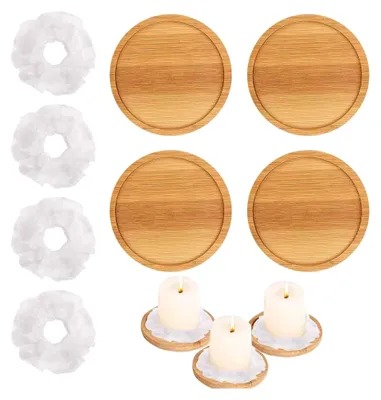 Produktbild von Handgefertigte Holzuntersetzer für Kerzen – Rund und ideal für Kerzen & Kerzenhalter, Hochzeitskerzen, Taufkerzen – Holzkerzenständer