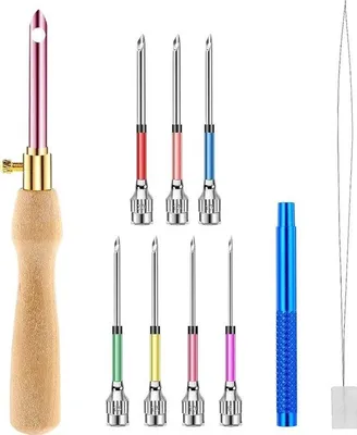 Produktbild von Kreuzstich-Set für Anfänger, 10er Pack, Holzgriff, Drahtstecher, 7 Größen, Selbstbau-Kreuzstich-Set.