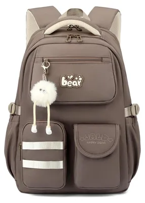 Productafbeelding van Schoolrugzak - Meisjes - Ergonomisch - Waterdicht - 30 x 18 x 45 cm - Bruin - Dagrugzak voor laptop 15,6 inch