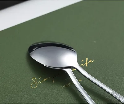 Image de Cuillères à café - Cuillère à café en acier inoxydable, lavable au lave-vaisselle, 6 pièces