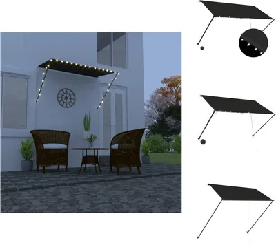 Obrázek produktu pro vidaXL Stahovací markýza s LED 250×150 cm antracitová - Markýzy