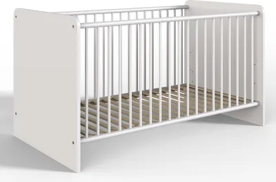 Produktbild von Babybett mit Schlupfsprossen 70x140cm in weiß BEELEN-43