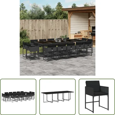 Produktbild von The Living Store 15-tlg. Garten-Essgruppe mit Kissen Schwarz Poly Rattan