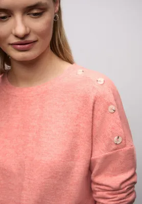 Produktbild von Street One Langarmshirt 'Softes Shirt mit Knöpfen', A324401, striking coral mel., Gr. 42