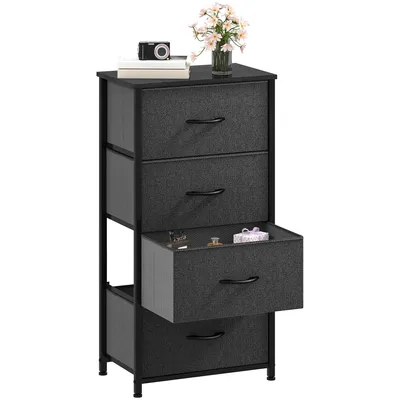 Produktbild von BALCONERA Kommode mit 4 Schubladen, Schubladenschrank Sideboard Aufbewahrungsschrank, 40x30x95cm, Schwarz