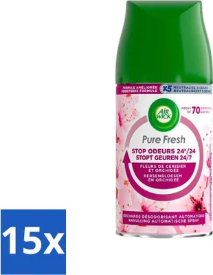 Zdjęcie produktu dla Air Wick Freshmatic – wkład do odświeżacza powietrza – Kwiat wiśni azjatyckiej – 250 ml – opakowanie ekonomiczne – 15 sztuk