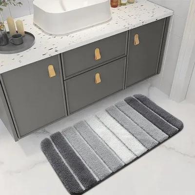 Productafbeelding van Badmat 40 x 60 cm, antislip, waterabsorberend, machinewasbaar, microvezel, grijs