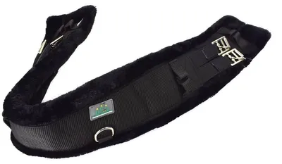 Immagine prodotto di Sella da cavallo, modello "Sattelgurt", disponibile in versione corta o lunga, con imbottitura in pelo, colore nero, lunghezza: 80 cm
